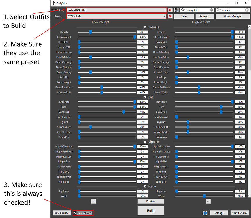 Body Slide Guide Modding Guide - Installing Skyrim Body Morphs - General Games - Weight ...